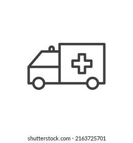 Vector sign of the Ambulance truck symbol is isolated on a white background. Ambulance truck icon color editable.