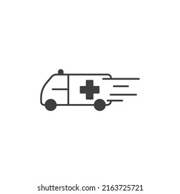 Vector sign of the Ambulance truck symbol is isolated on a white background. Ambulance truck icon color editable.