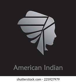 Vector sign American Indian on black background