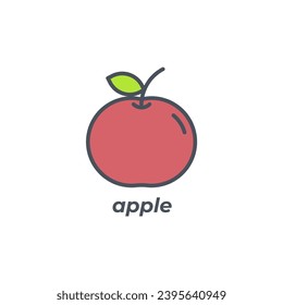 Signo vectorial del símbolo de manzana aislado en un fondo blanco. color de icono modificable.