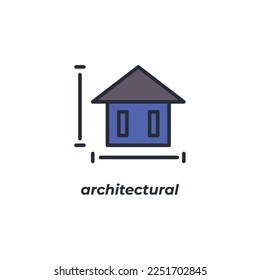 Architektonisches Vektorsymbol ist einzeln auf weißem Hintergrund. Symbolfarbe editierbar.