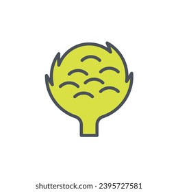 Signo vectorial del símbolo de alcachofa aislado en un fondo blanco. color de icono modificable.