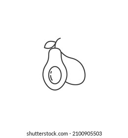 El símbolo vectorial del aguacate se aísla sobre un fondo blanco. color de icono de aguacate editable.