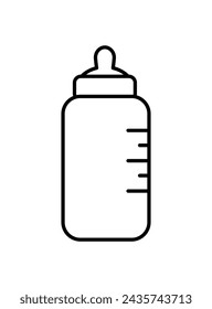 Vector signo de biberón con fórmula. Alimentar al bebé. Icono de utensilios de bebé sobre fondo aislado. EPS10
