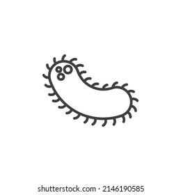 El signo vector del símbolo bacteriano se aísla sobre un fondo blanco. Color de los iconos de las bacterias editable.