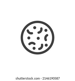 El signo vector del símbolo bacteriano se aísla sobre un fondo blanco. Color de los iconos de las bacterias editable.