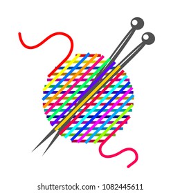 Vector sign ball of yarn, knitting tools. Fashion concept. Stock vector illustration 