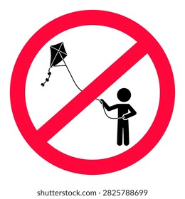 Vector sign to ban people from playing kites in a certain area