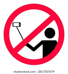 Vector sign to ban people from using selfie stick in certain places