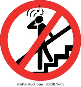 Vector sign ban talking on the phone on a steep flattering