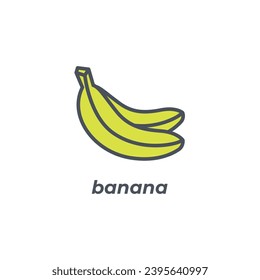 Vector sign of the banana symbol isolated on a white background. icon color editable.