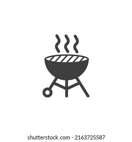 El símbolo del grill de barbacoa vectorial está aislado en un fondo blanco. color del icono de barbacoa Grill editable.