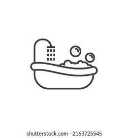 Vector sign of the bathtub symbol is isolated on a white background. bathtub icon color editable.