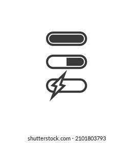Das Vektorzeichen des Symbols für die Batterieladung ist einzeln auf weißem Hintergrund. Icon-Farbe für die Batterieladung editierbar.