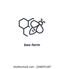Vector sign bee farm symbol is isolated on a white background. icon color editable.