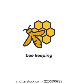 Vector sign of bee keeping symbol is isolated on a white background. icon color editable.