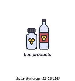 Vector sign bee products symbol is isolated on a white background. icon color editable.