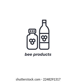 Vector sign bee products symbol is isolated on a white background. icon color editable.