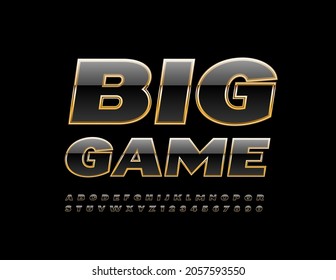 Vector Sign Big Game. Luxury Black and Golden Alphabet Letters and Numbers. Modern Stylish Font.