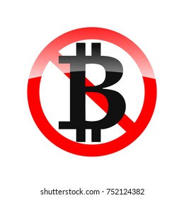 Vector Sign bitcoin banned - forbidden to use - letter B - financial sign bitcoin - no bitcoin