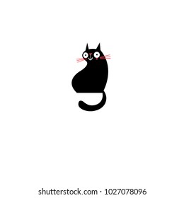 Vector sign of a black cat on a white background