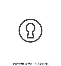 Vector sign of the Black key hole symbol is isolated on a white background. Black key hole icon color editable.