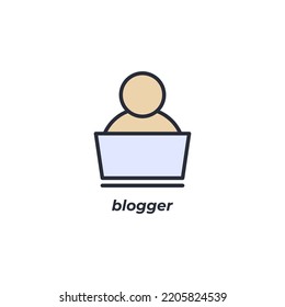 Vector sign of blogger symbol is isolated on a white background. icon color editable.