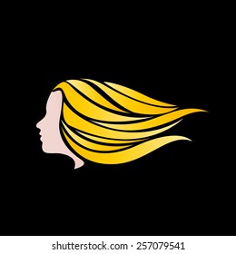 Vector sign blonde girl fast in the wind