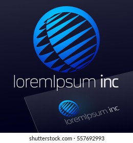 Vector sign, blue logotype. Logo for Business, Technology, Corporation.