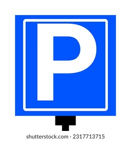 Vector sign and blue parking symbol