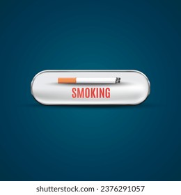 Cartel vectorial con advertencia sobre el tabaco y el cigarrillo en fondo azul.