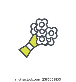Vector sign of the bouquet symbol isolated on a white background. icon color editable.