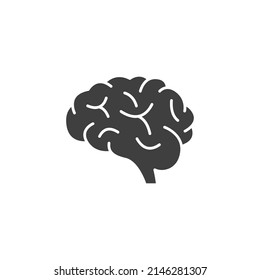 El signo vector del símbolo del cerebro se aísla sobre un fondo blanco. color del icono cerebral editable.