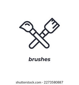 Vector sign brushes symbol is isolated on a white background. icon color editable.