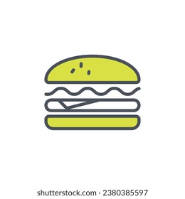 Signo vectorial del símbolo de la hamburguesa aislado en un fondo blanco. color de icono modificable.