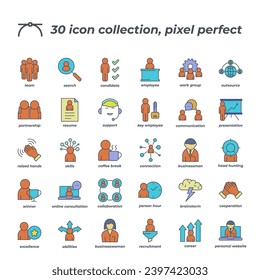 Vector sign of the business people icon set isolated on a white background. symbol color editable.