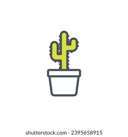 Signo vectorial del símbolo del cactus aislado en un fondo blanco. color de icono modificable.