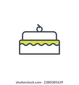 Vektorzeichen des Kuchenzeichens einzeln auf weißem Hintergrund. Symbolfarbe editierbar.