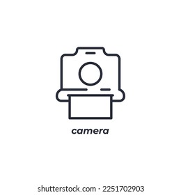 Vector sign camera symbol is isolated on a white background. icon color editable.
