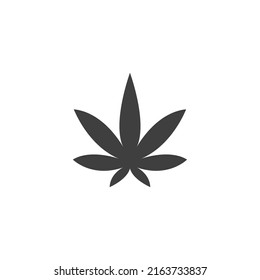El símbolo vectorial de la hoja de marihuana de Cannabis está aislado en un fondo blanco. Canabis Marihuana Color del icono de hoja editable.