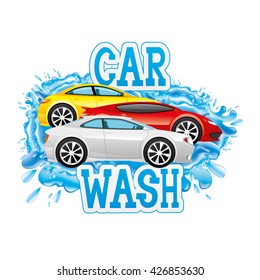 Vector sign. Car wash.