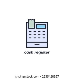 Vector sign cash register symbol is isolated on a white background. icon color editable.