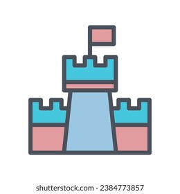 Vector sign of the castle symbol isolated on a white background. icon color editable.