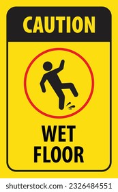 Vector sign for caution due to wet floor