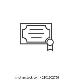 El signo vectorial del símbolo certificado se aísla en un fondo blanco. color de icono certificado editable.