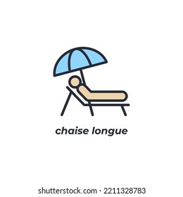 Vector sign chaise longue symbol is isolated on a white background. icon color editable.