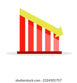 vector sign chart or graphic with arrows. down stock market or down economy