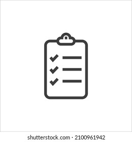 Vector sign of the Check list symbol is isolated on a white background. Check list icon color editable.