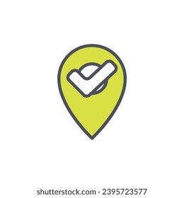 Signo vectorial del símbolo del punto de comprobación aislado en un fondo blanco. color de icono modificable.