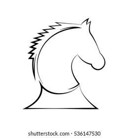 Vector sign of chess knight on white background.